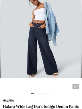 HALARA Wide-Leg Jeans in Deep Indigo Blue